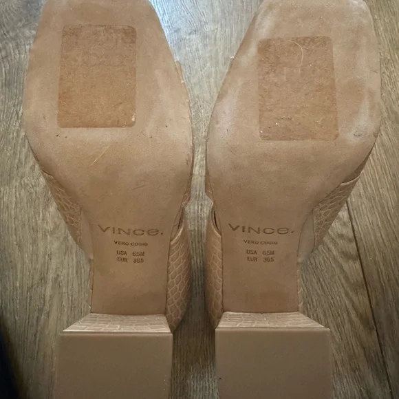 Vince Light Brown Croc-Embossed Mules NWOT